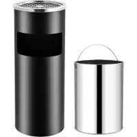 The Living Store Standaschenbecher 30 L Stahl Schwarz