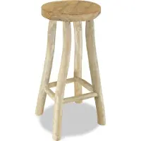 Syfax Rustikaler Barhocker aus massivem Teakholz, 37 cm (B) x 37 cm (T) x 76 cm (H)