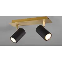 Meine Wunschleuchte Deckenstrahler 2-flammig Spots schwenkbar Schwarz-Gold mit GU10 LED, Breite 30cm