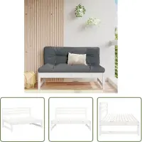 The Living Store Garten-Mittelsofa Weiß 120x80 cm Massivholz Kiefer