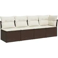 Syfax Gartensofa mit Kissen 4-Sitzer Braun Poly Rattan