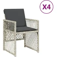 Syfax Gartenstühle mit Kissen 4 Stk. Hellgrau Poly Rattan
