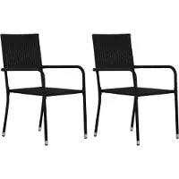 Syfax Garten-Essstühle 2 Stk. Stapelbar Schwarz Poly Rattan