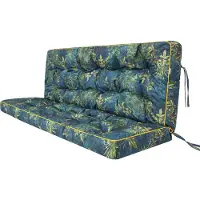 Sellbee Bankauflage für Schaukelkissen, Polsterauflage für Gartenbank & Hollywoodschaukel,Sitzkissen & Rückenkissen, gesteppt, inkl. 2 Seitenkissen, 120 cm - Grüne Wiese