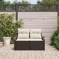 Syfax Gartensofa mit Kissen Braun 124 x 62 x 69cm Poly-Rattan