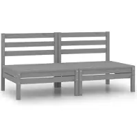 Syfax 2-Sitzer-Gartensofa Grau Kiefer Massivholz