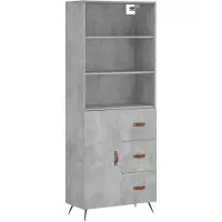 Syfax Highboard Betongrau 69,5x34x180 cm Holzwerkstoff