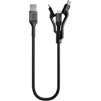 Nomad 3-in-1 Aramidfasern Ladekabel Lightning / USB-C / Micro-USB 30cm – Schwarz