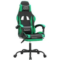 Syfax Gaming-Stuhl mit Fußstütze Drehbar Schwarz & Grün Kunstleder