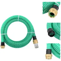 vidaXL Saugschlauch mit Messing-Anschlüssen Grün 1,1" 3 m PVC - Gartenschläuche