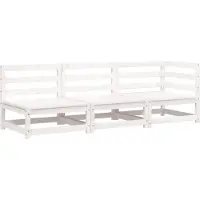 vidaXL Gartensofa 3-Sitzer Weiß Massivholz Kiefer