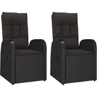 Syfax Garten-Liegestühle 2 Stk. mit Auflagen Poly Rattan Schwarz