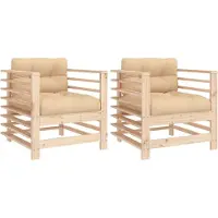 Syfax Gartenstühle mit Kissen 2 Stk. Massivholz Kiefer