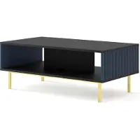 Furnlux Classic FURNLUX Couchtisch Ravenna F Schwarz Und Blau Und Gold 90cm / Hauptfarbe: Schwarz / Abmessungen: 90 x 45 x 60 cm