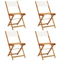 Syfax Klappstühle, 4 Stück, cremeweißer Stoff und Massivholz