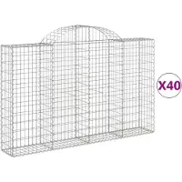 vidaXL Gabionen mit Hochbogen 40Stk. 200x30x120/140cm Verzinktes Eisen