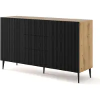 Furnlux Classic FURNLUX Sideboard Ravenna B Beige Und Schwarz 150cm / Hauptfarbe: Schwarz / Abmessungen: 150 x 87 x 42 cm