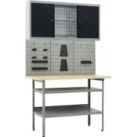 Syfax Werkbank mit 3 Werkzeugwänden und 1 Wandschrank