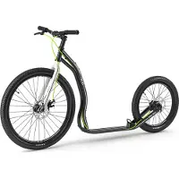 Yedoo Trexx Disc Alloy Roller Scooter Tretroller / Dogscooter - für Erwachsene und Teenager, bis 150 kg, mit Luftreifen 26/20, Scheibenbremsen und verstellbarem Lenker Schwarz