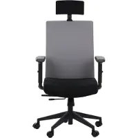Stema Drehbarer ergonomischer Bürostuhl RIVERTON F/H, verstellbare Armlehnen, Kopfstütze, verschiebbarer Sitz (vorne-hinten), Schwarz/Grau
