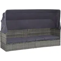 Syfax Gartenbett mit Baldachin Grau 205×62 cm Poly Rattan