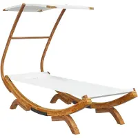 Syfax Sonnenliege mit Dach 100x190x134 cm Bugholz Massiv Creme