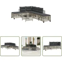 The Living Store 3-tlg. Garten-Ecksofa-Set mit Kissen Hellgrau Poly Rattan