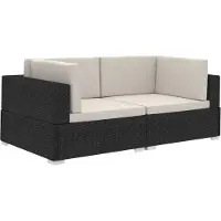 Syfax Ecksofas 2 Stk. mit Auflagen Poly Rattan Schwarz