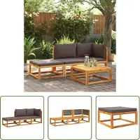 The Living Store 3-tlg. Garten-Sofagarnitur mit Kissen Massivholz Akazie