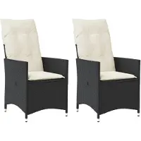 Syfax Gartensessel mit Kissen 2 Stk. Verstellbar Schwarz Poly Rattan