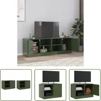 The Living Store TV-Schränke 2 Stk. Olivgrün 67x39x44 cm Stahl