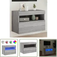 The Living Store TV-Wandschrank mit LED-Leuchten Grau Sonoma 60x30x40 cm