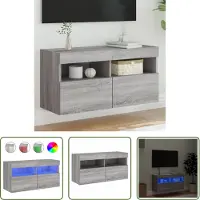 The Living Store TV-Wandschrank mit LED-Leuchten Grau Sonoma 80x30x40 cm