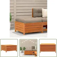The Living Store Gartenhocker mit Kissen Wachsbraun Massivholz Kiefer