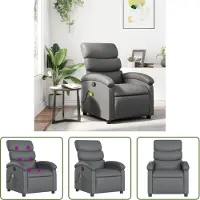 The Living Store Massagesessel Grau Kunstleder