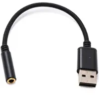 System-S Audio USB Kabel 20 cm 3,5mm Klinke Buchse zu 2.0 Typ A Stecker AUX geflochten Schwarz