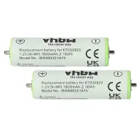 VHBW 2x Akku kompatibel mit Braun 3010BT, 3010s, 3030s, 195s, 150, 3020, 320, 300BT, 310, 3000BT, 3040s, 3045s, 3000 Rasierer (1800 mAh, 1,2 V, NiMH)