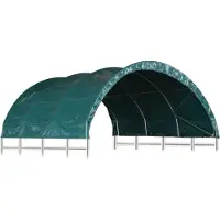 Syfax Weidezelt 3,7x3,7 m, 1,6 m hoch, Grün, PVC-Plane, pulverbeschichteter Stahlrahmen, UV-, wasser- & rostbeständig, 500 g/m² Dach