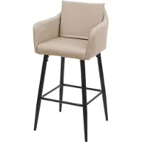 Mendler Barhocker HWC-H93, Barstuhl Tresenhocker, Fußablage Metall Kunstleder taupe-beige