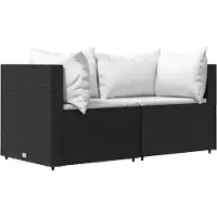 Syfax Garten-Ecksofas mit Kissen 2 Stk. Schwarz Poly Rattan