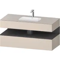 Duravit Collection One Einbauwaschtisch mit Konsolenwaschtischunterbau, 1200x550x600mm, Nische Graphit matt, QA4787049830010, Farbe: Taupe Supermatt/mit Nischenbeleuchtung