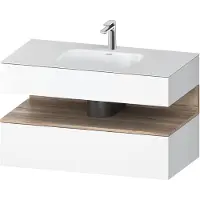 Duravit Collection One Einbauwaschtisch mit Konsolenwaschtischunterbau, 1000x550x600mm, Nische Eiche Mamoriert, QA4786055180000, Farbe: Weiß Matt