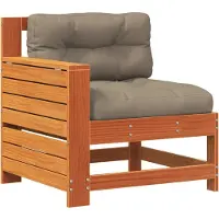 Syfax Gartensofa mit Armlehne und Kissen Wachsbraun Massivholz Kiefer