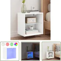 The Living Store Wand-Nachttisch mit LED-Leuchten Weiß
