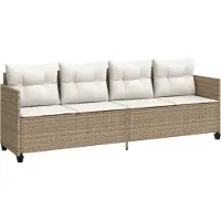 Syfax Sonnenliege mit Kissen Beige Poly Rattan