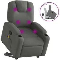 Syfax Massagesessel mit Aufstehhilfe Dunkelgrau Stoff