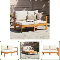 The Living Store Gartensofa mit 1 Armlehne 2-Sitzer Massivholz Akazie