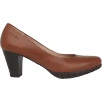 Wonders Damen Pumps Lucy aus braunem Leder mit breitem Absatz und hochhackigem Schnitt