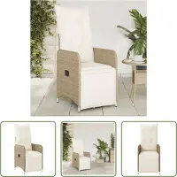 The Living Store Gartensessel mit Kissen Verstellbar Beige Poly Rattan