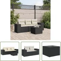 The Living Store 4-tlg. Garten-Sofagarnitur mit Kissen Schwarz Poly Rattan
